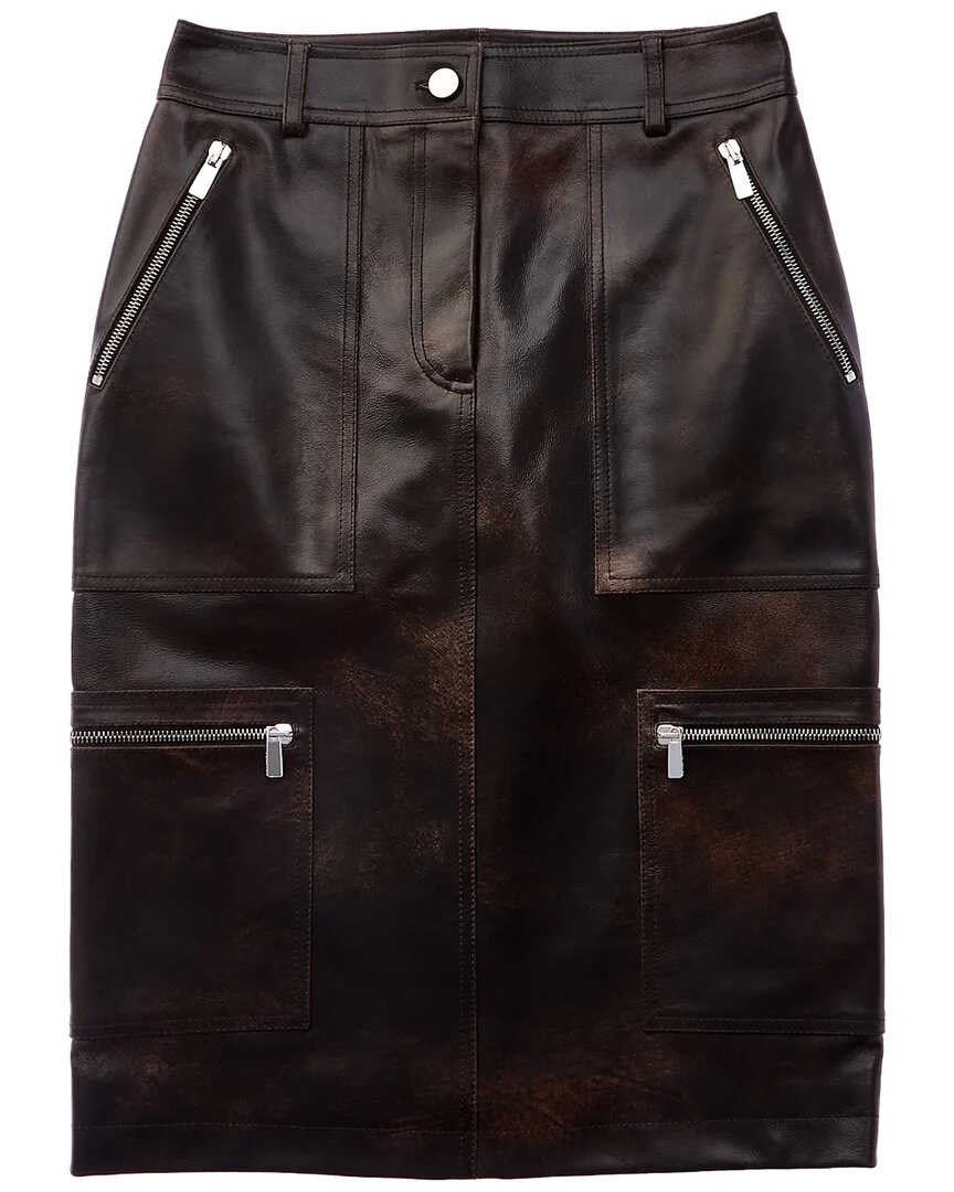 Michael Kors Collection Cargo Leather Pencil Skirt