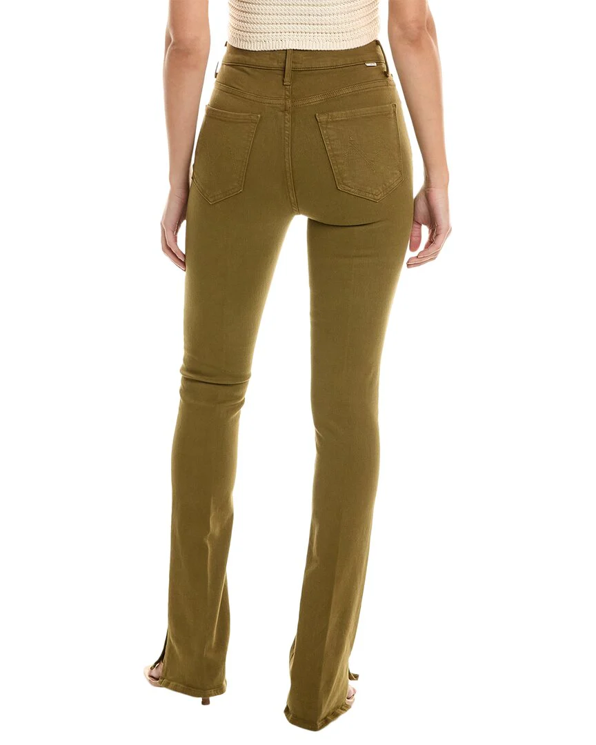 MOTHER Denim The High-Waist Runaway Slice Heel Fir Green Skinny Flare Jean
