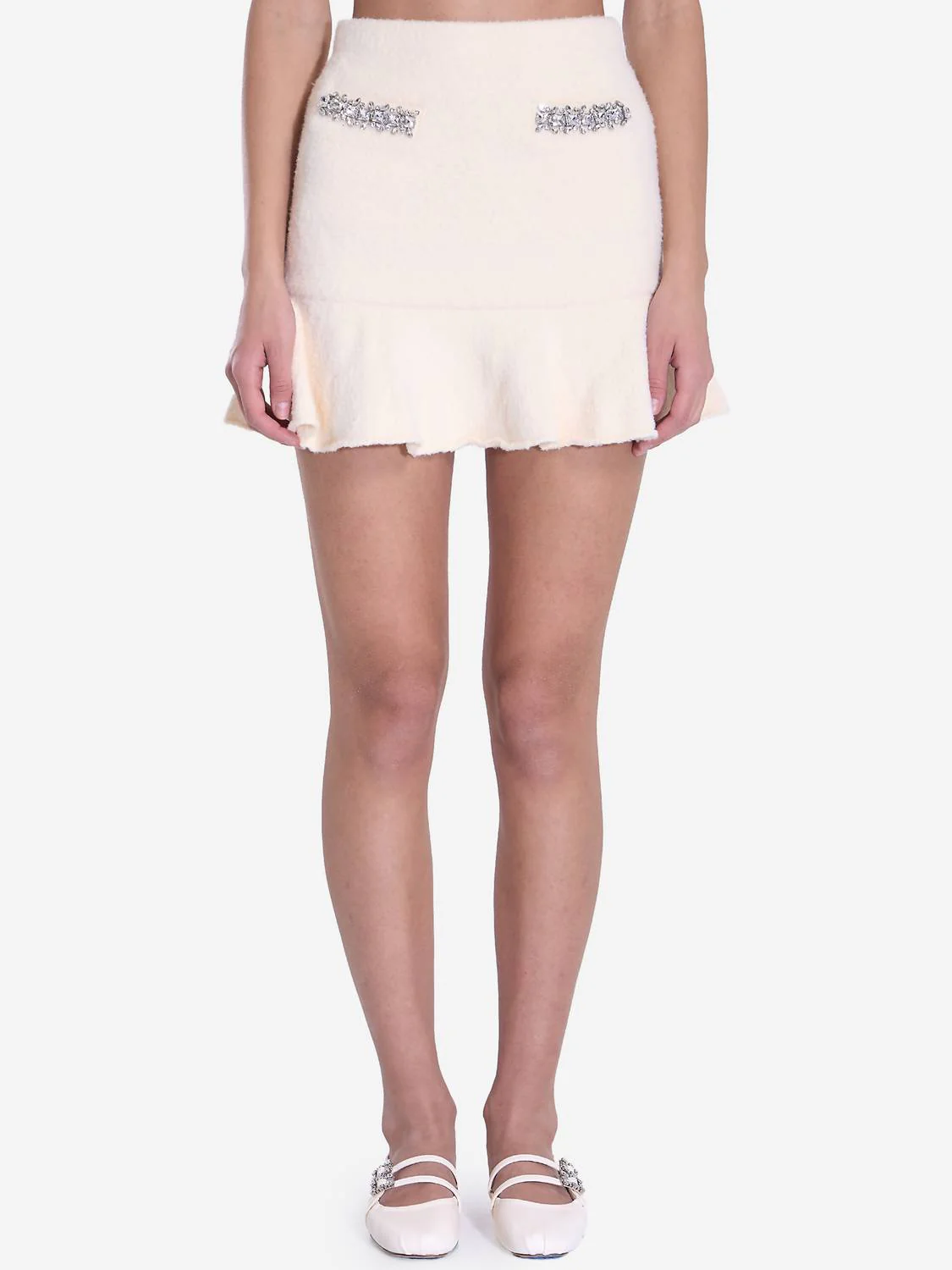 Soft Knit Mini Skirt In Cream