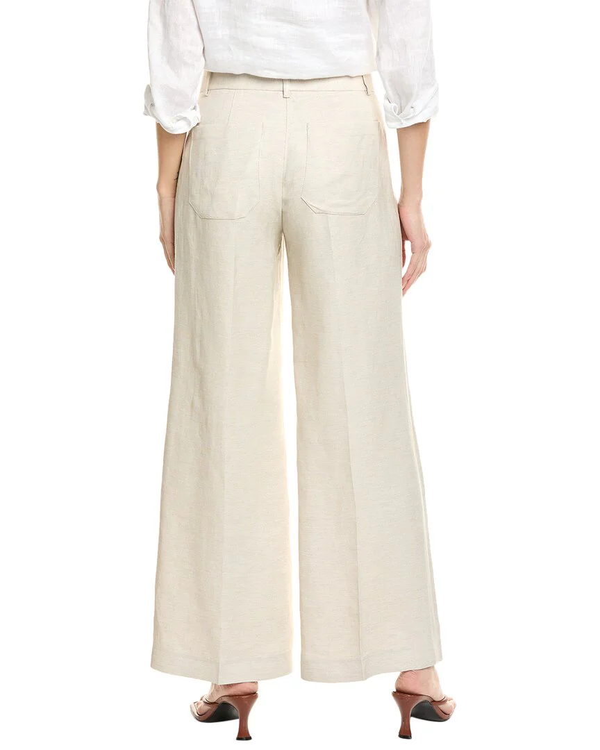 FRAME Denim Le Slim Palazzo Modernist Pocket Linen-Blend Pant