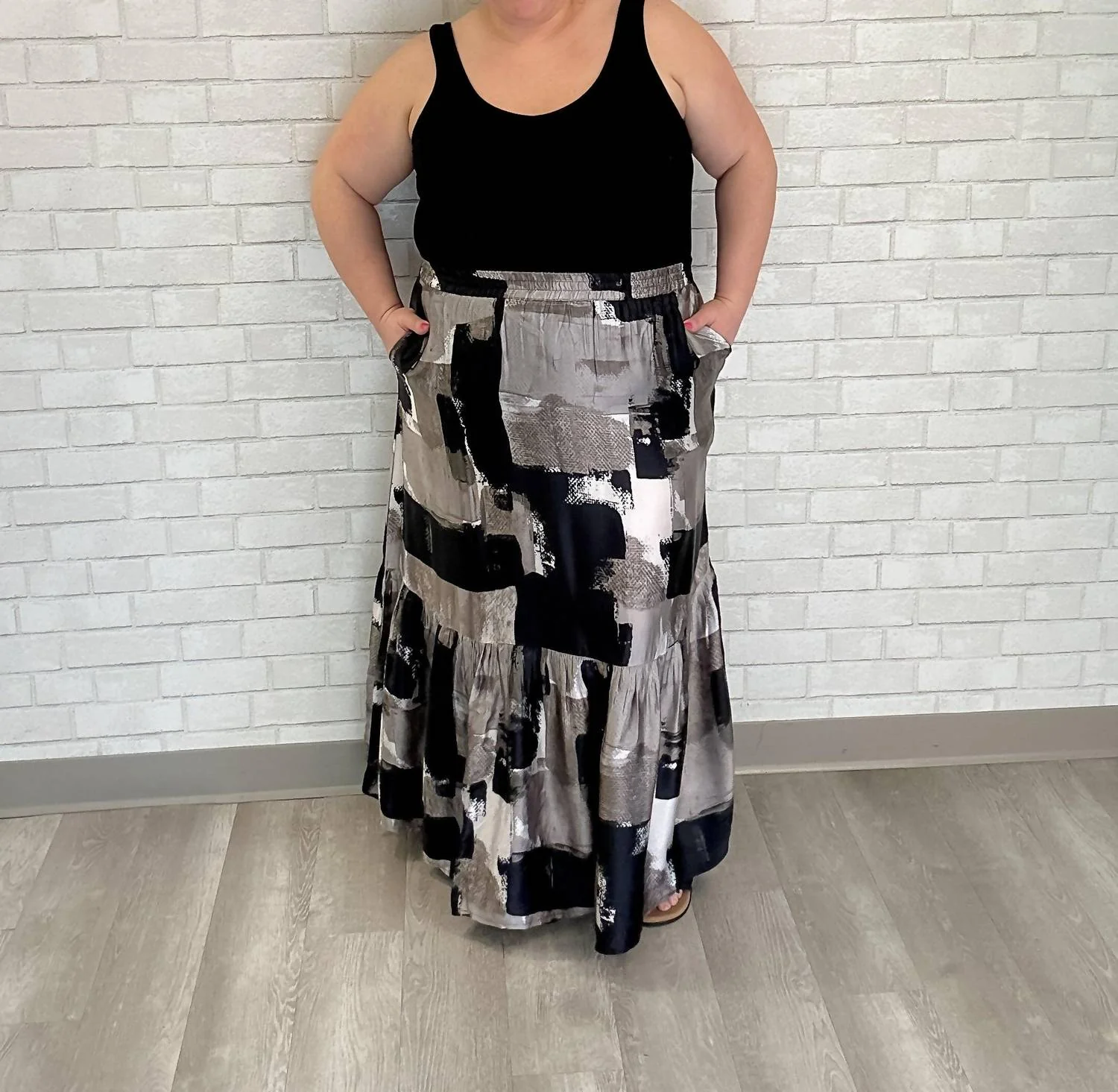 Abstract Scale Maxi Skirt In Grey