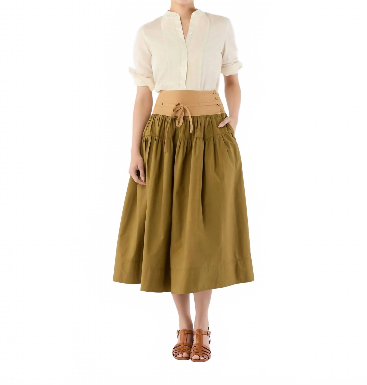 Angeline Skirt In Sahara Colorblock