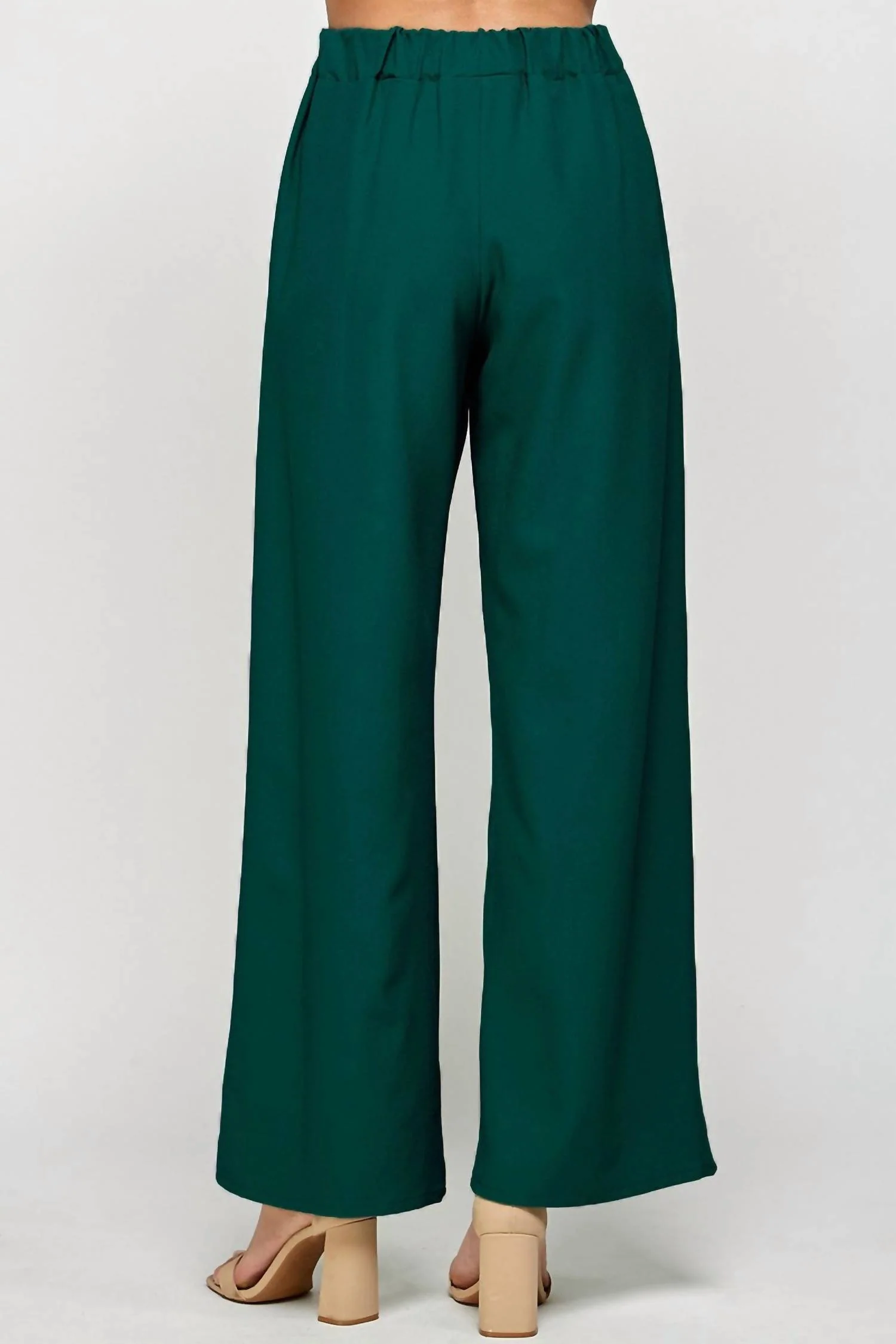 High Waist Wide Leg Pants In Hunter Green