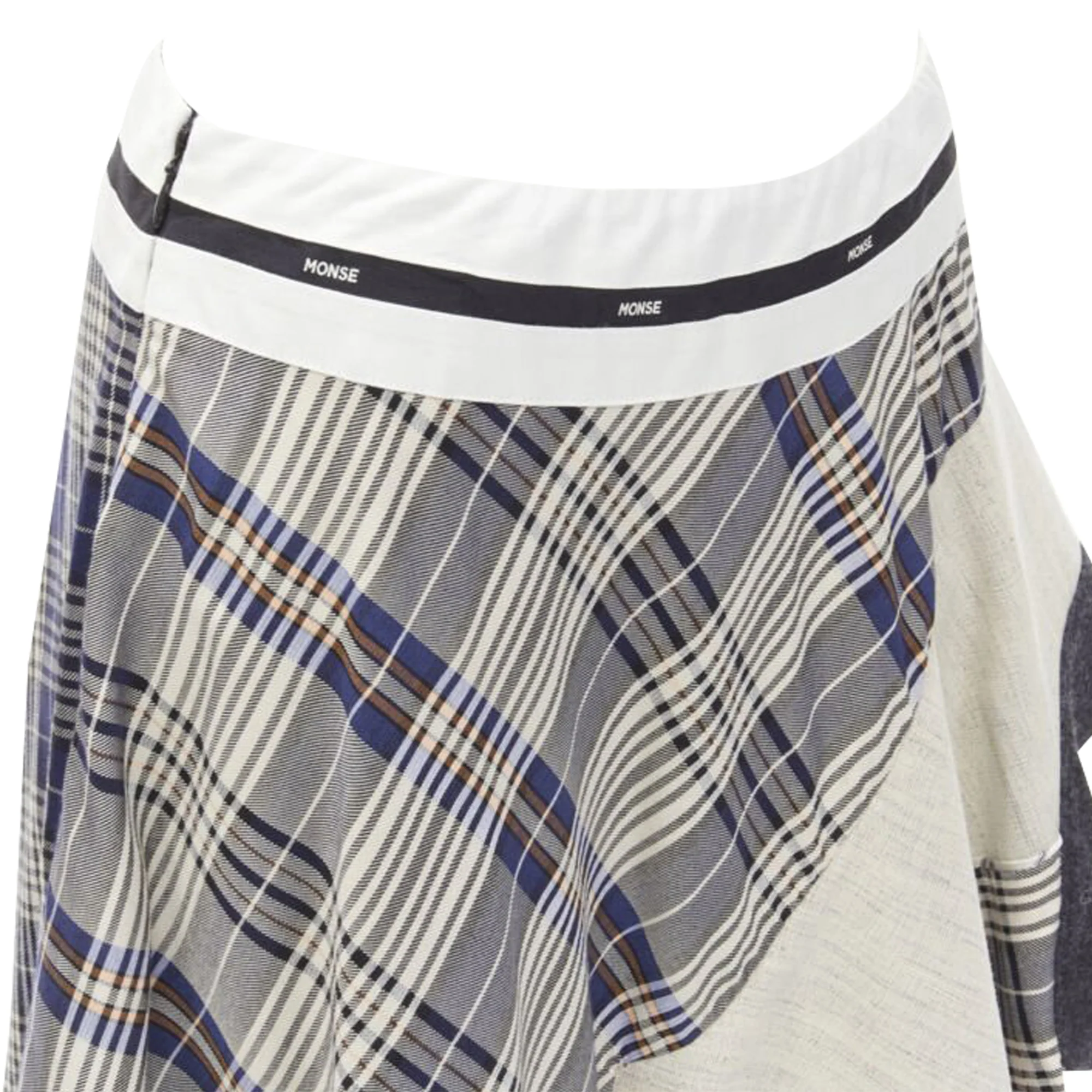 Monse mixed plaid patchwork asymmetric skirt