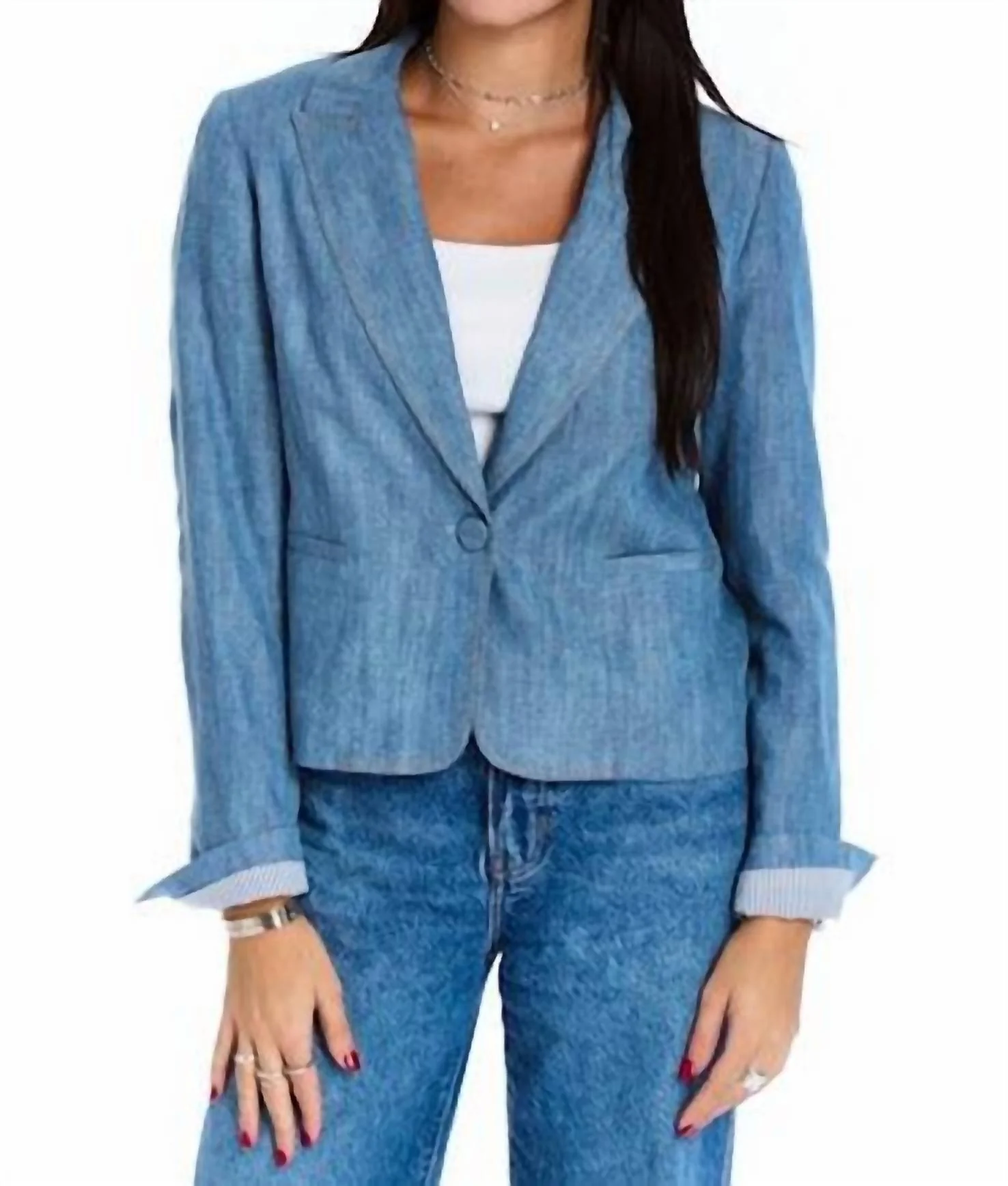 Women's Oaklee Chambray Blazer In Bleach