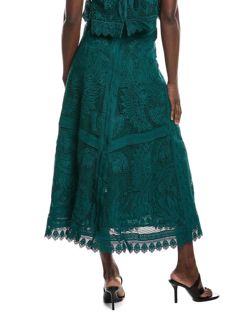 FARM Rio Toucan Guipure Midi Skirt