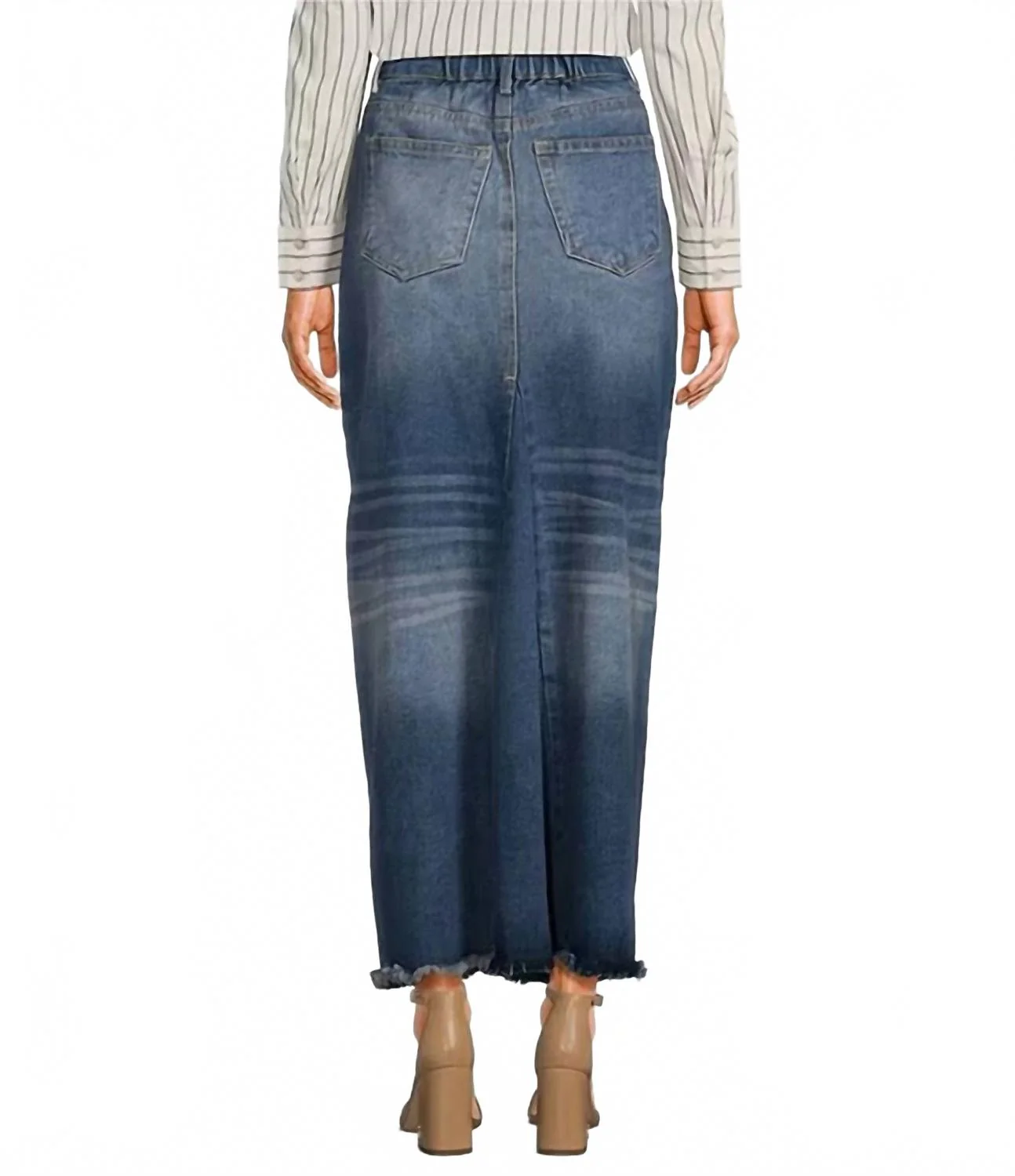 Front Slit Maxi Skirt In Denim