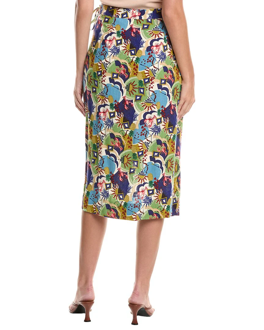 FATE Wave Color Linen-Blend Wrap Skirt