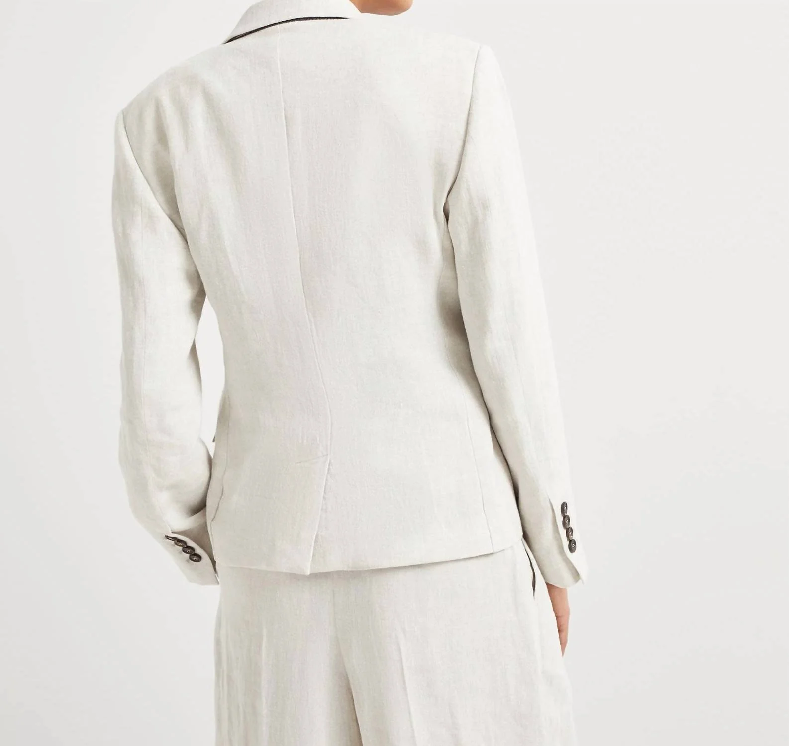 Canvas Cropped Blazer In Beige