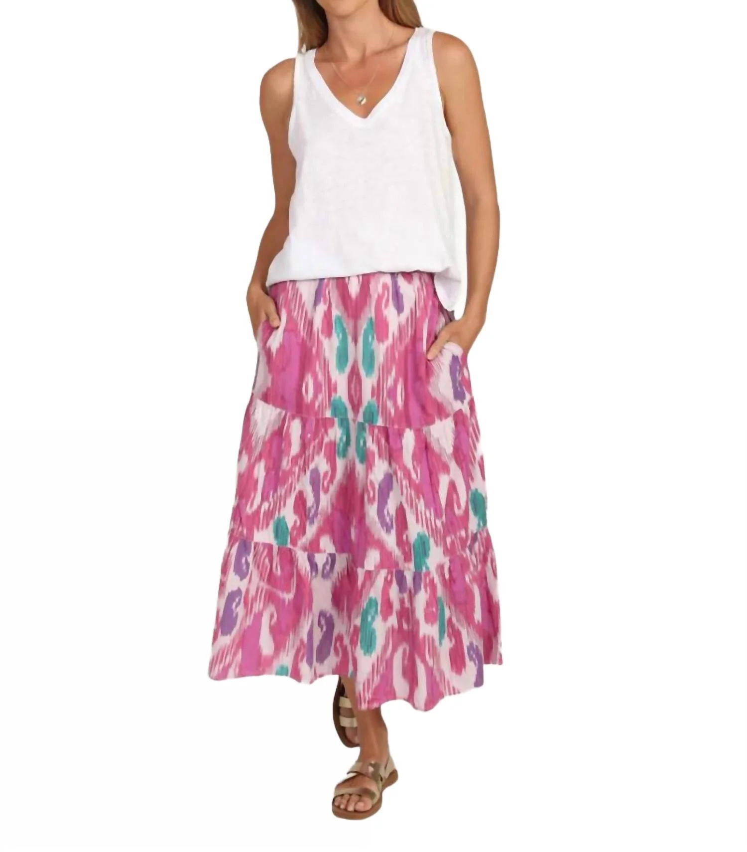 Mari Boho Skirt In Pink Purple