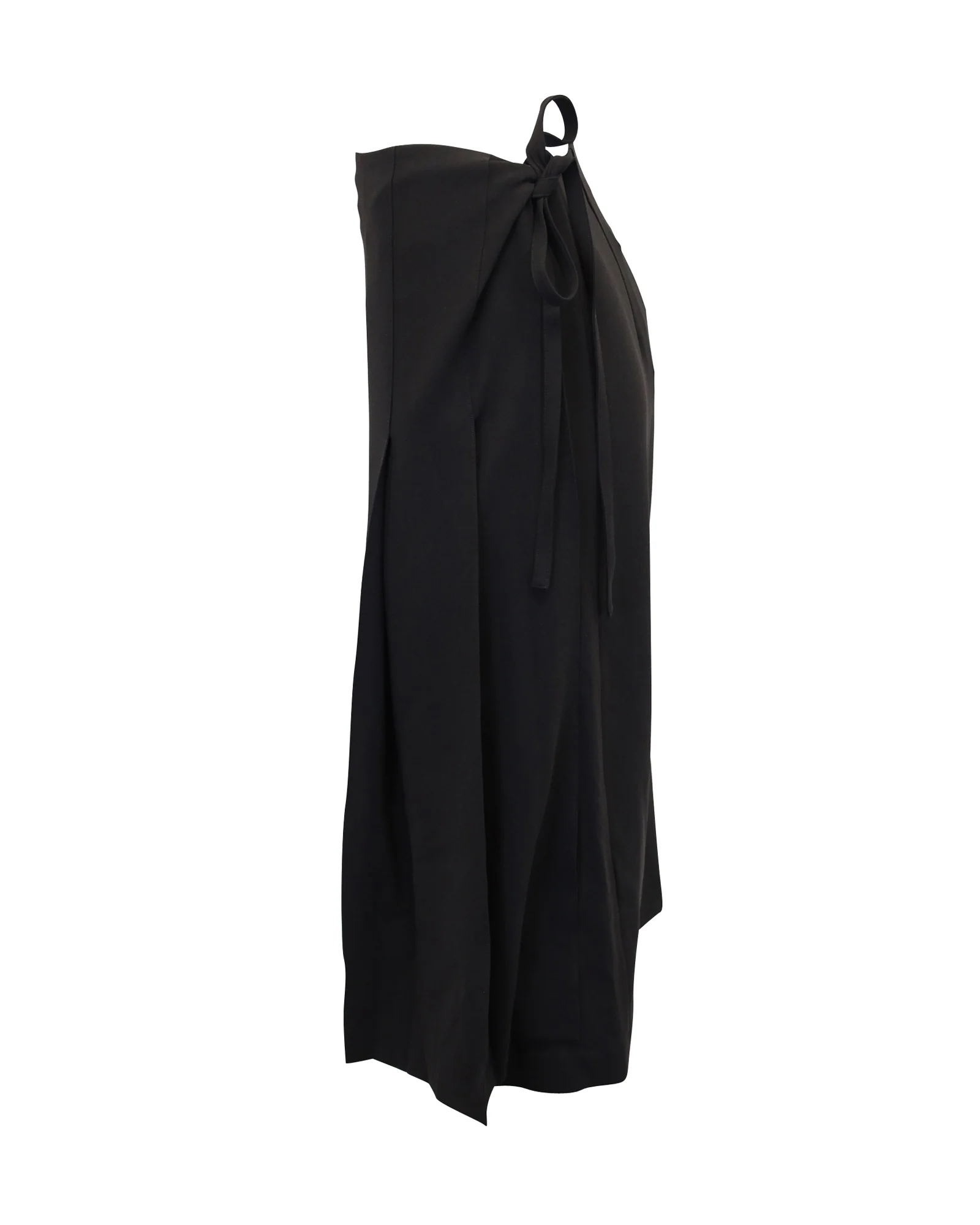 Theory Pleated Wrap Skirt in Black Crepe Polyester