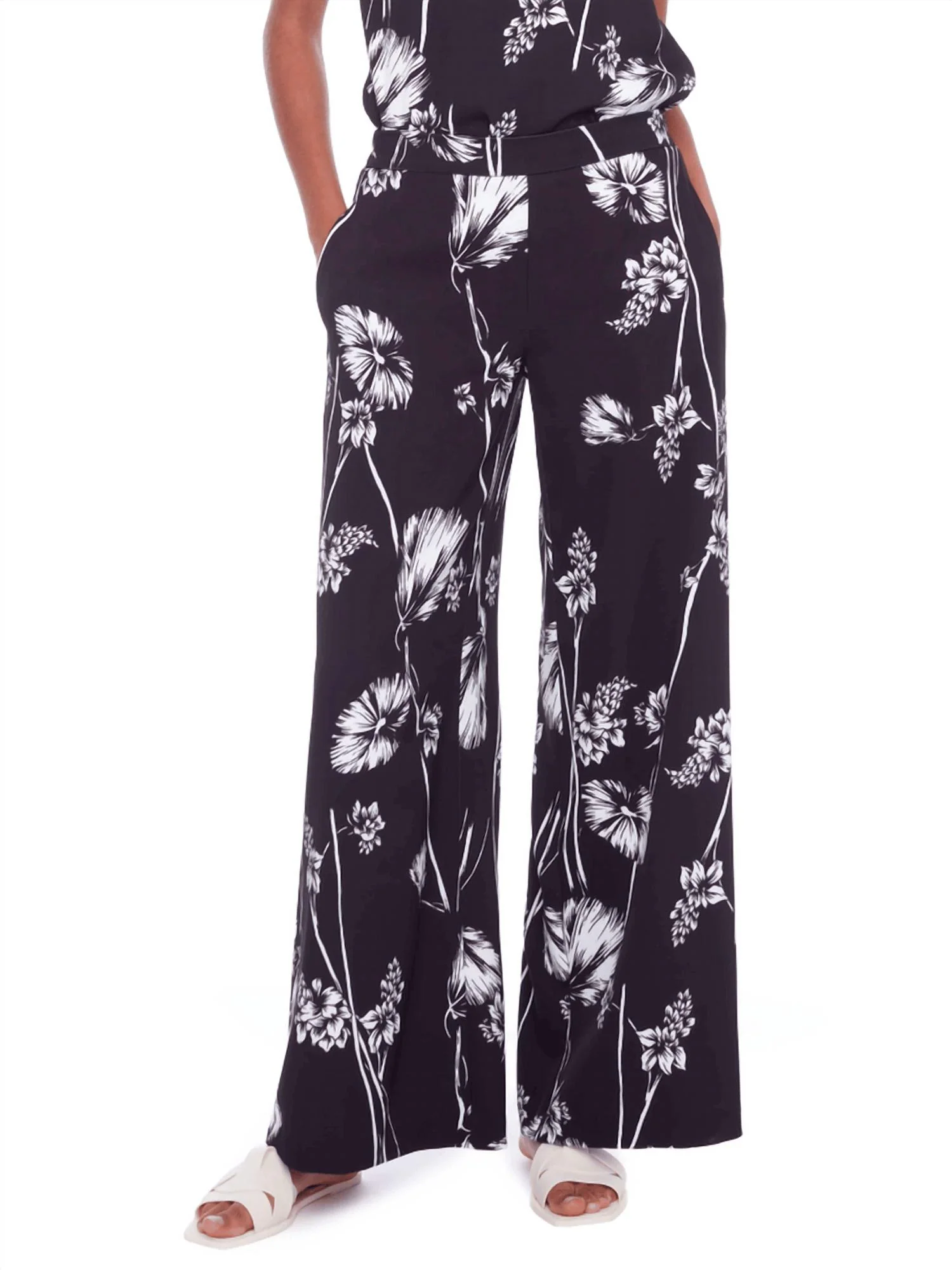 Wildflower Silk Pant In Black Print
