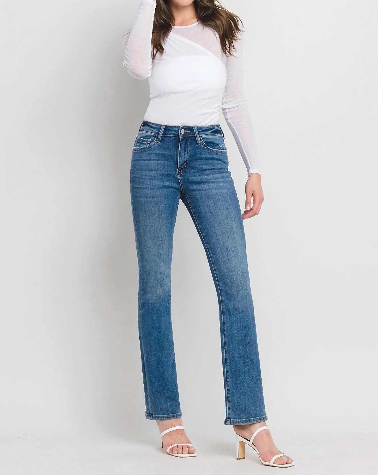 Stephanie High Rise Bootcut Denim Jean In Blue