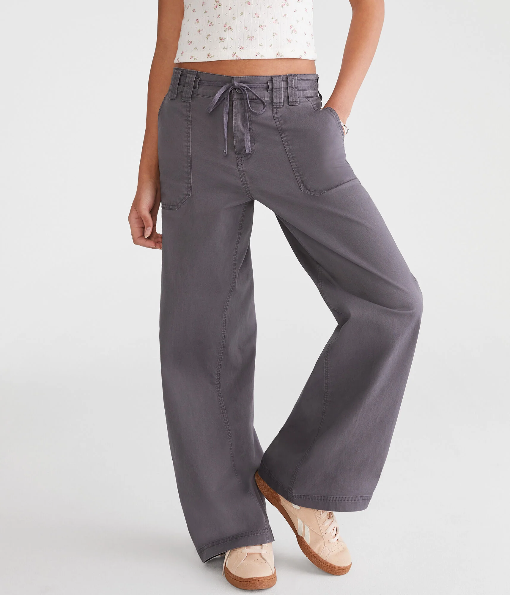 Aeropostale Low-Rise Twill Wide Leg Pants