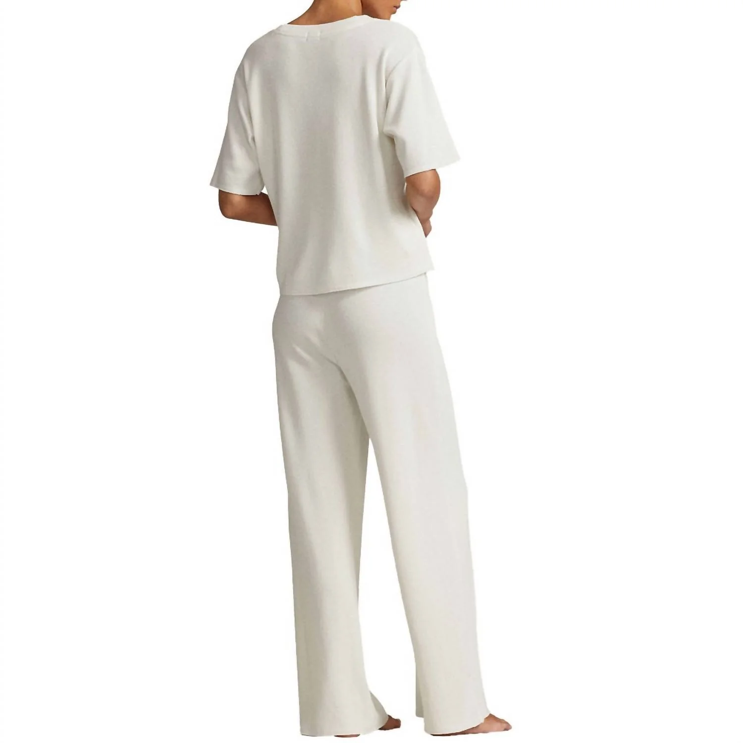 Waffle Knit Pajama Set In Ecru