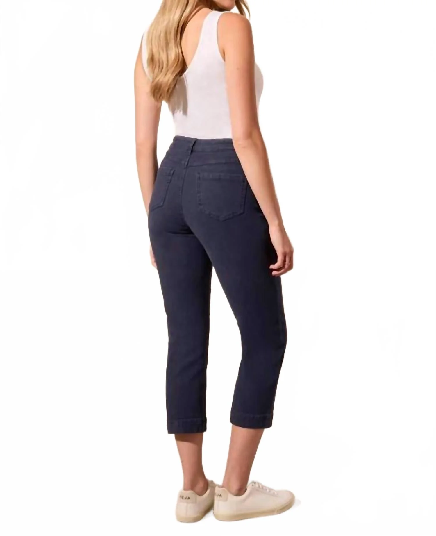 Women's Stretch Cotton Capri Pant In Jet Blue