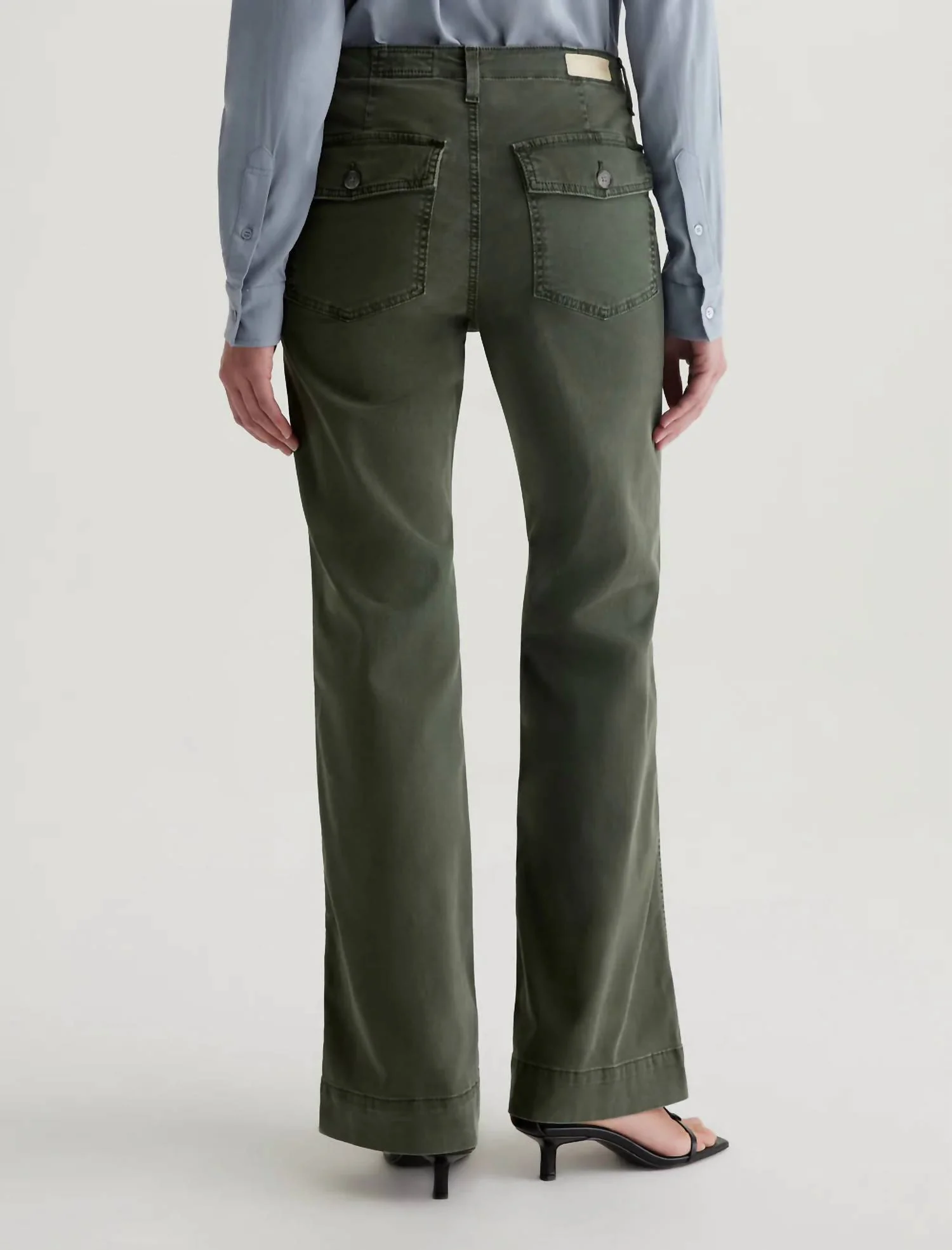 Juliet High Rise Utility Flare Jeans In Sulfur Dark Thyme