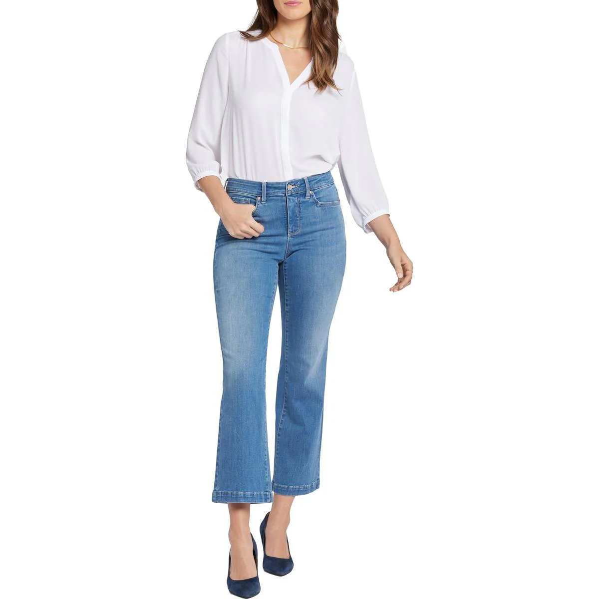 Julia Womens Relaxed Denim Flared Jeans