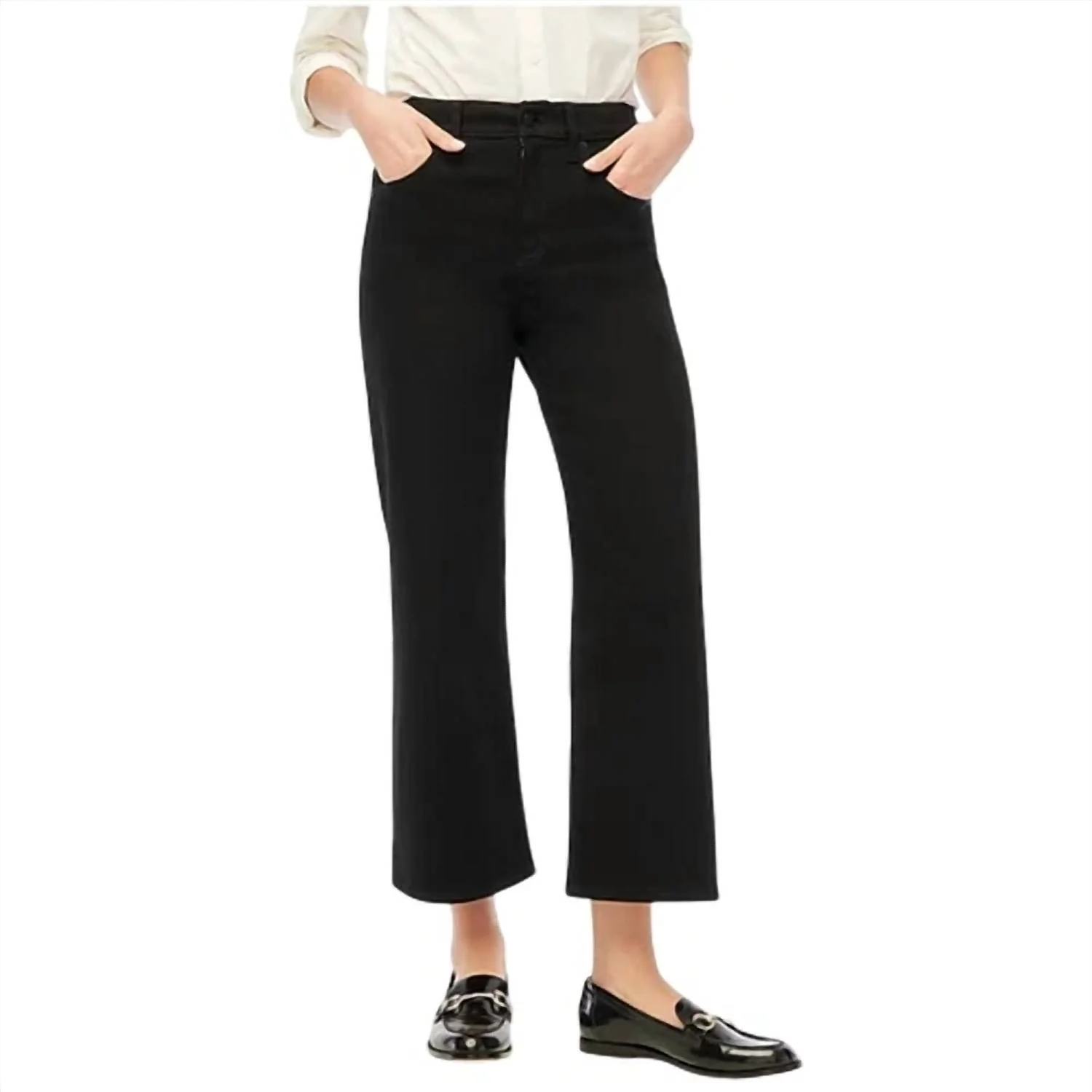 Cropped Wide-Leg Jean In All-Day Stretch In Black