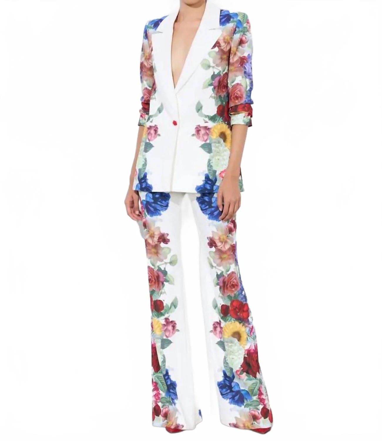 Denny Boyfriend Blazer In Garden Brunch Off White