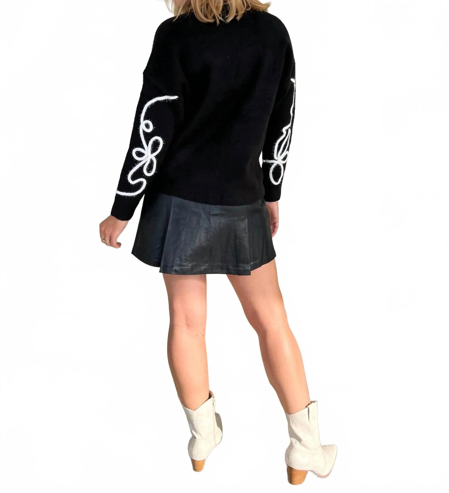 Mikita Faux Leather Pleated Skirt In Black