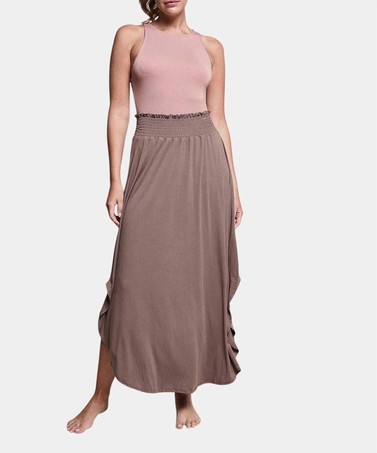 Bamboo Maxi Skirt In Mocha
