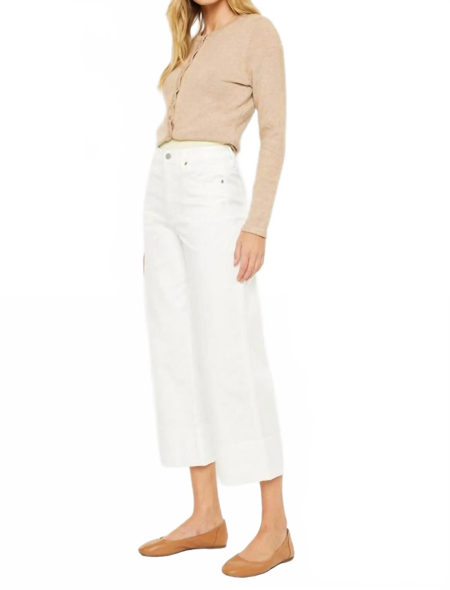 Ultra High Rise 90's Cropped Wide Leg Jeans In White