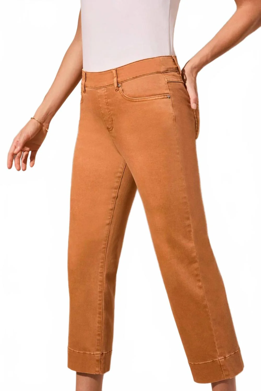 Pull-On Kick Flare Capri Pants In Pinecone