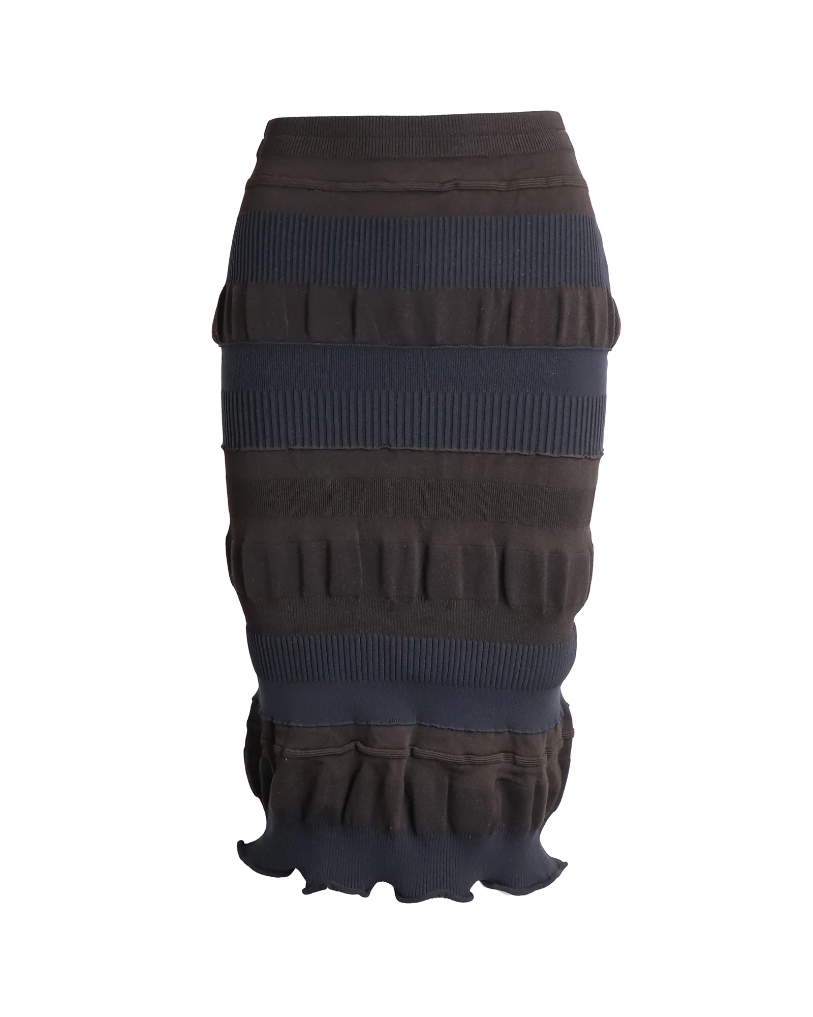 Acne Studios Two-Tone Tiered Ribbed Stretch-Jersey Skirt In Black Viscose