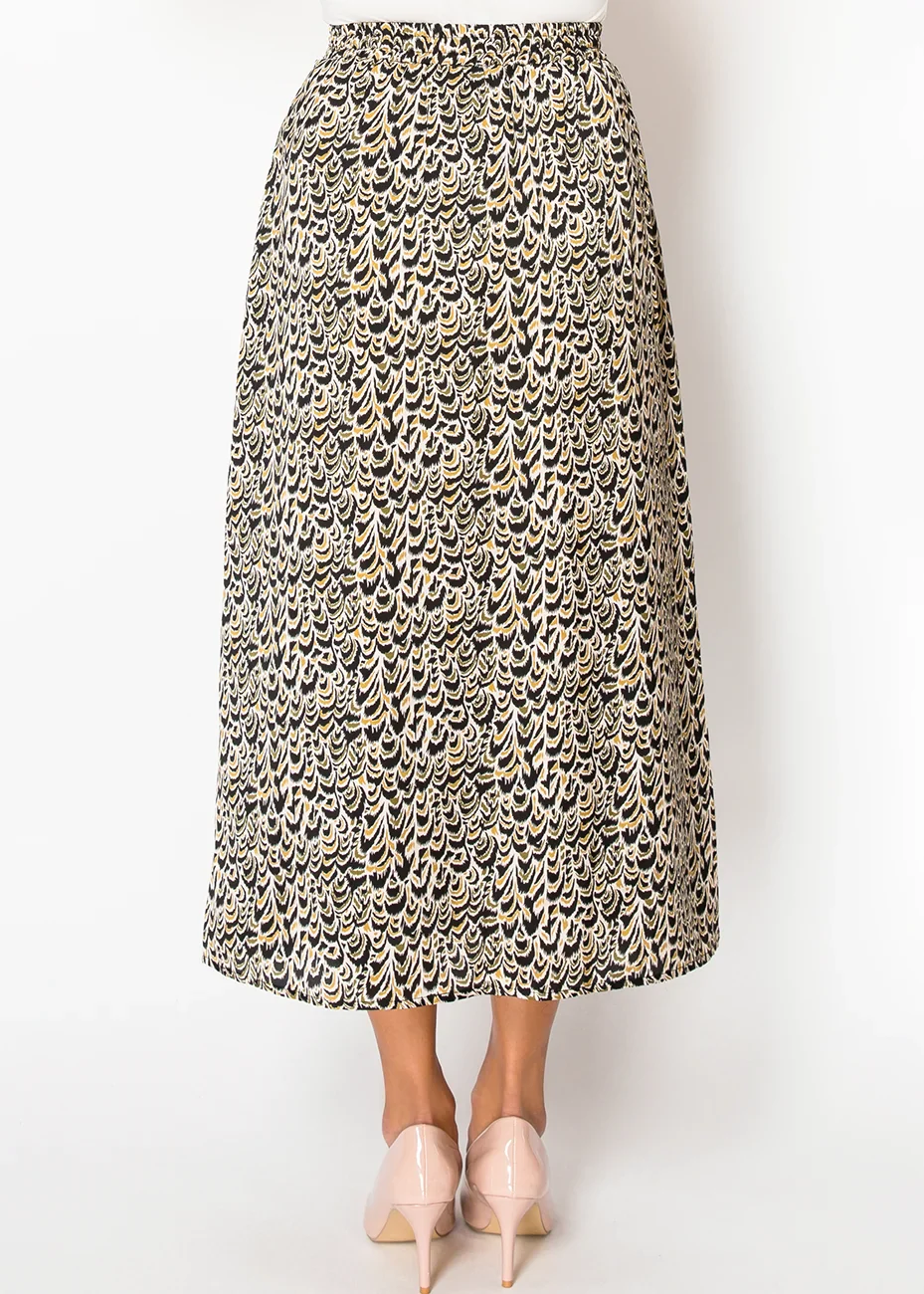 Black & Gold Abstract Print Skirt