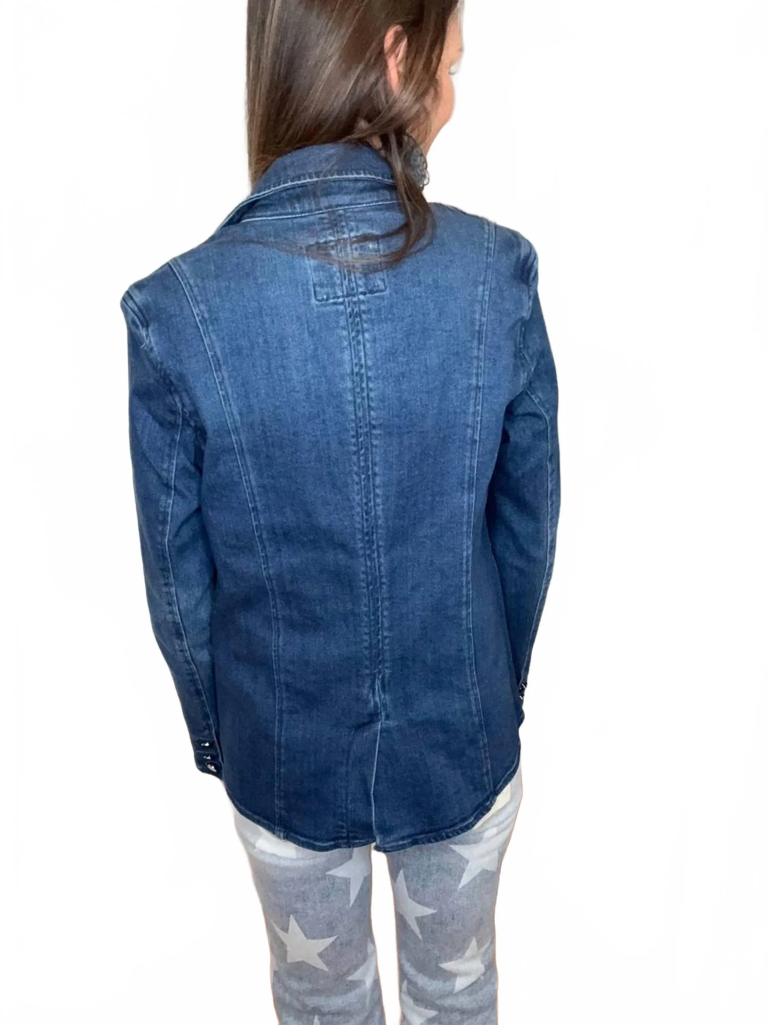 Denim Blazer Jacket In Blue