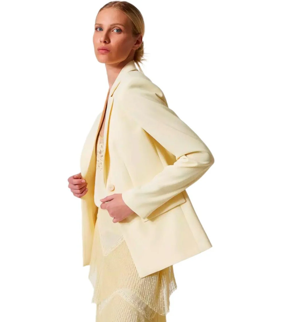Vanille Crepe Single Breasted Blazer