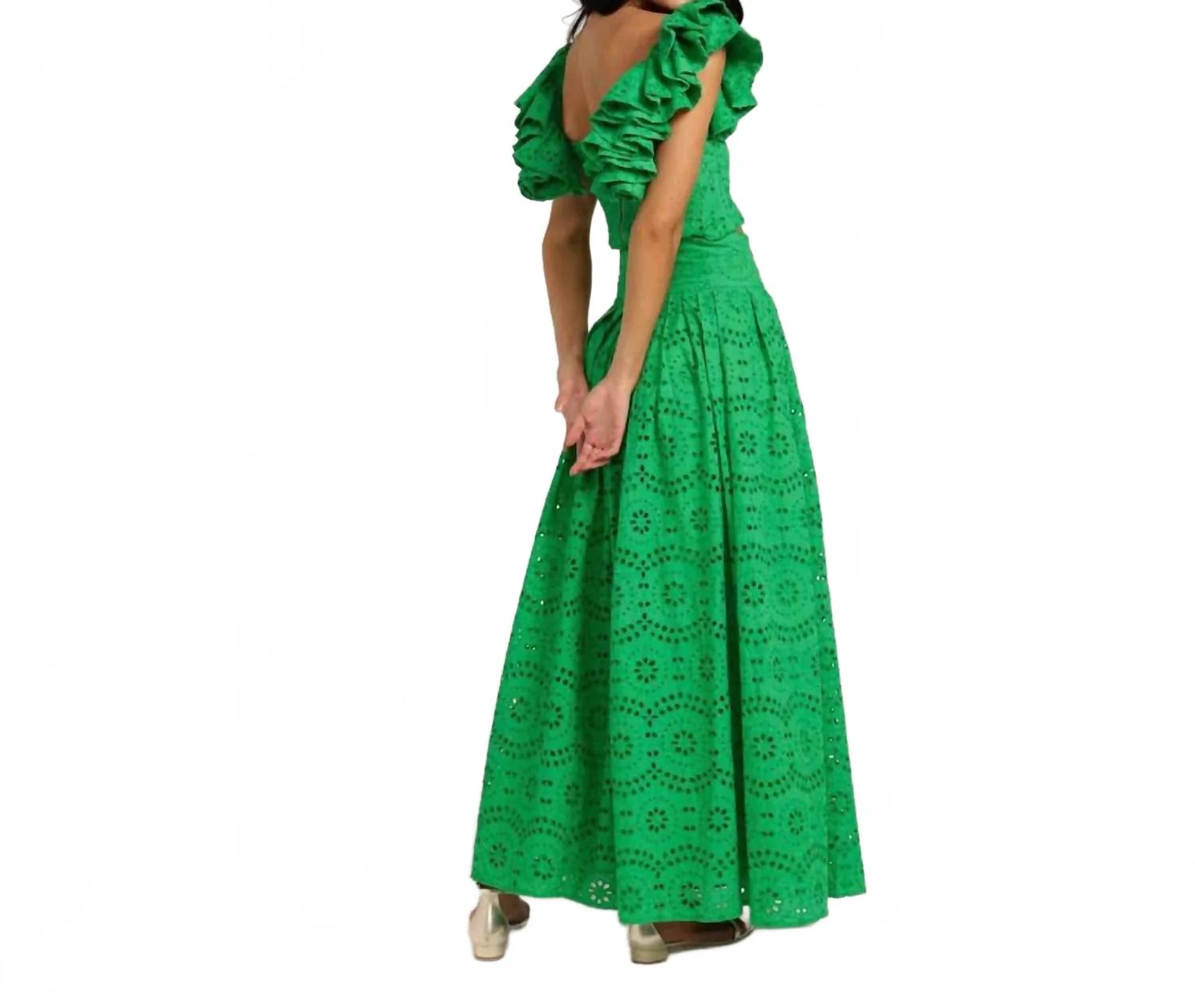 Venus Broderie Skirt In Green