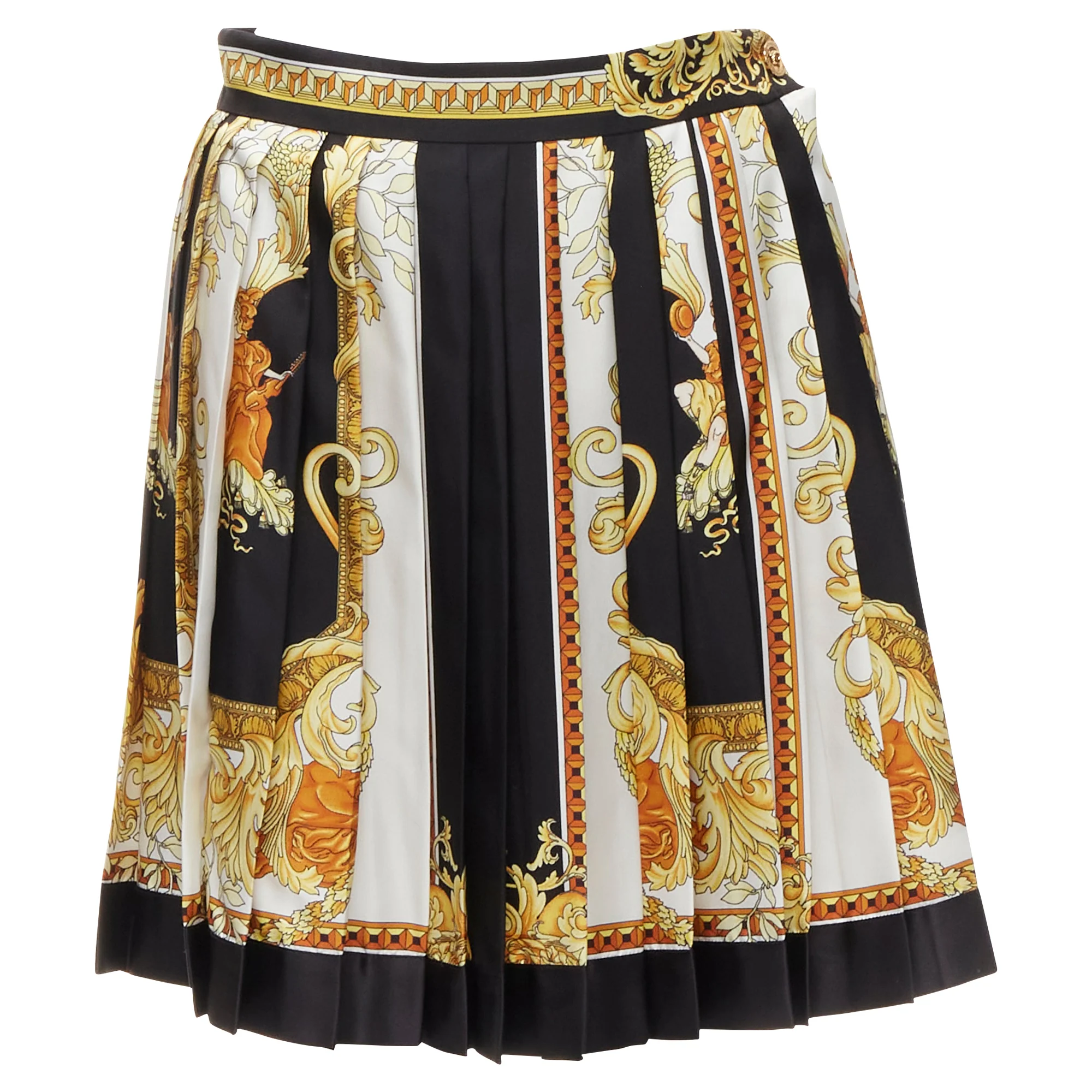 Versace Barocco silk pleated skirt