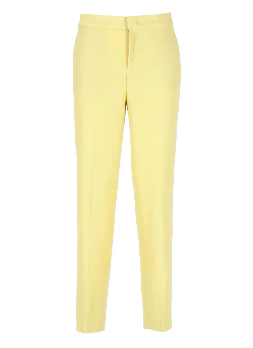 Tailored Yellow Wool Pants With Subtle Detailing