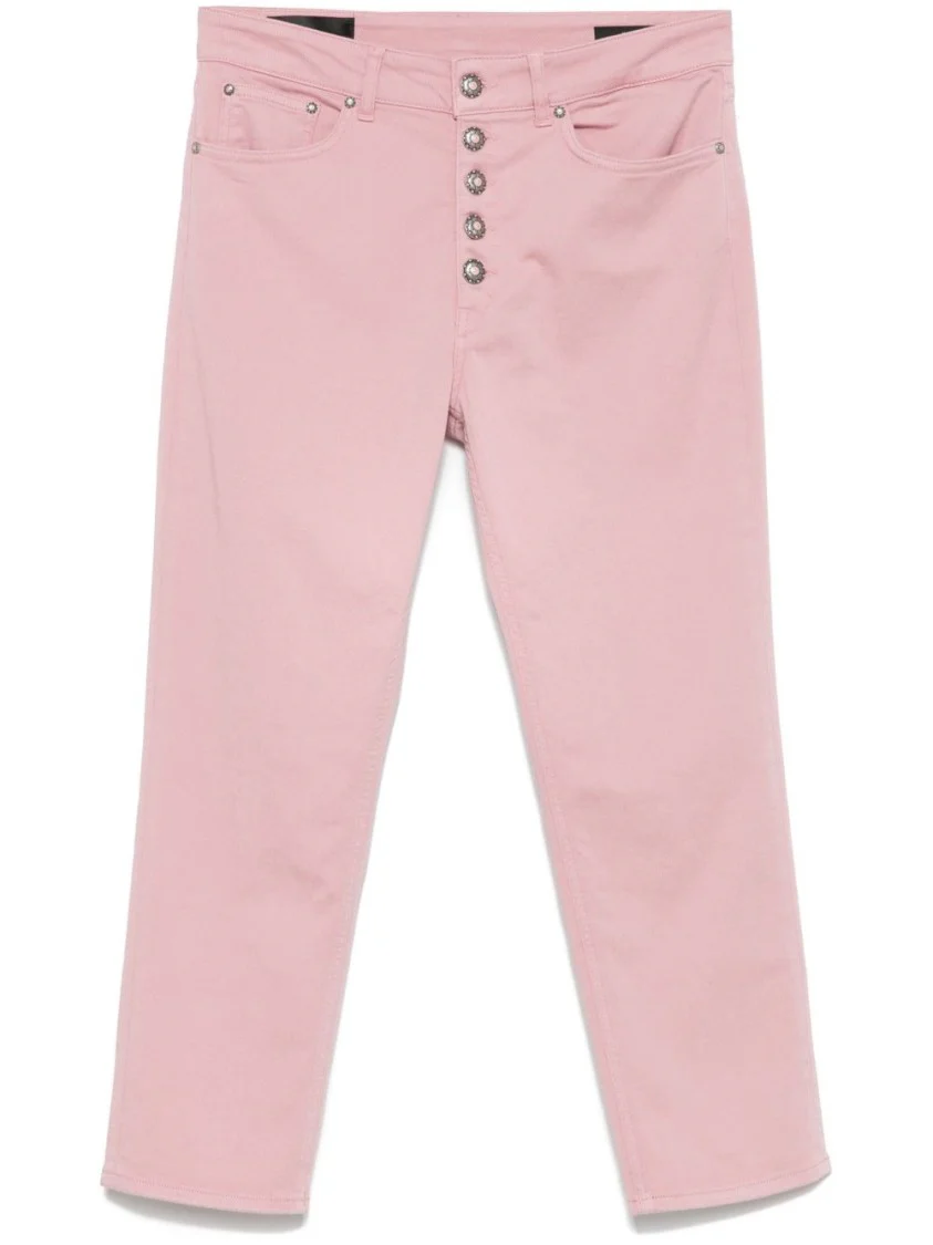 Light Pink Jeans With Button Fly And Classic Design