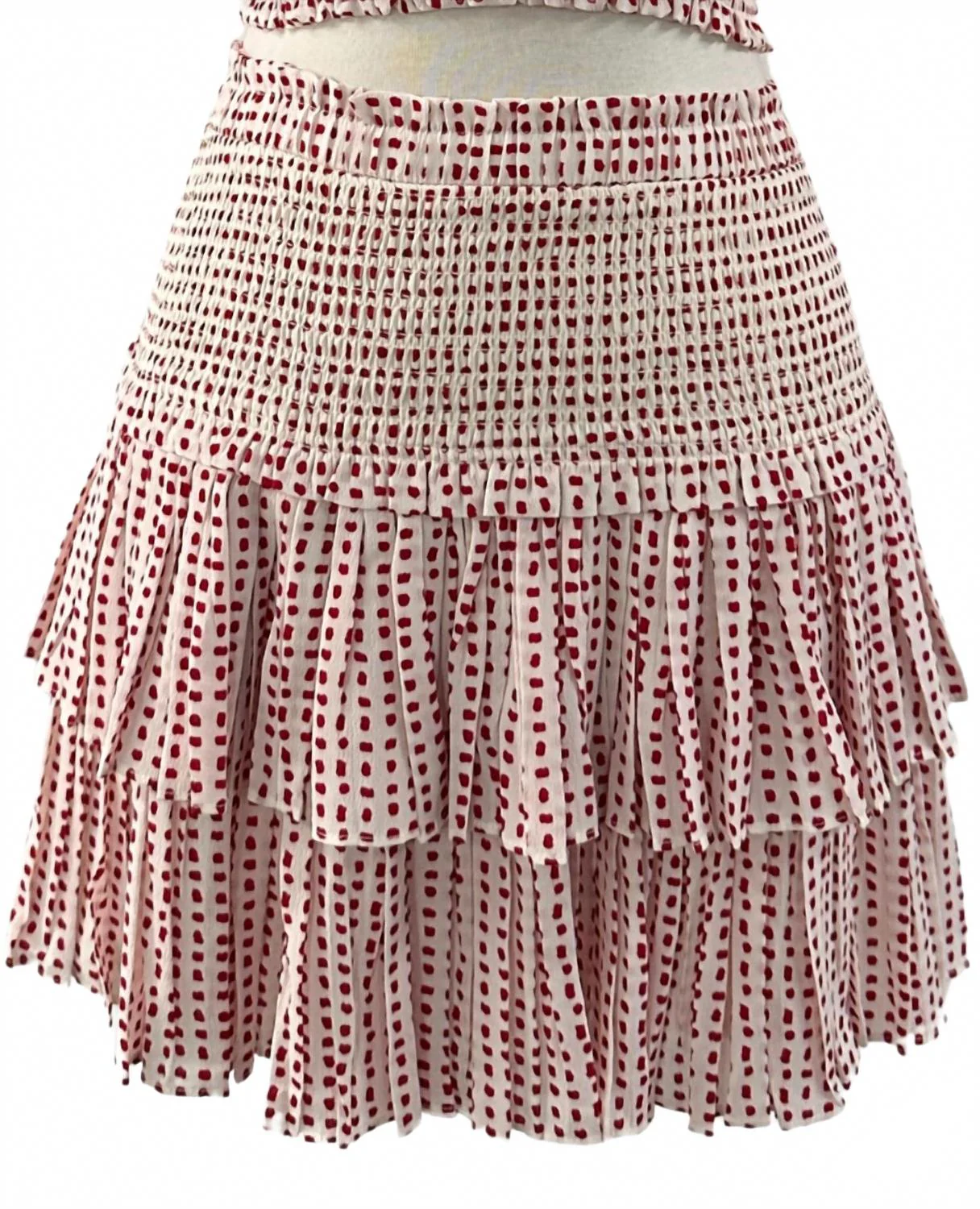 Women's Charli Dotted Tiered Mini Skirt In Red/white
