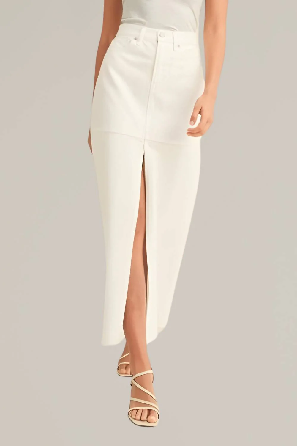 Denim Maxi Skirt In White