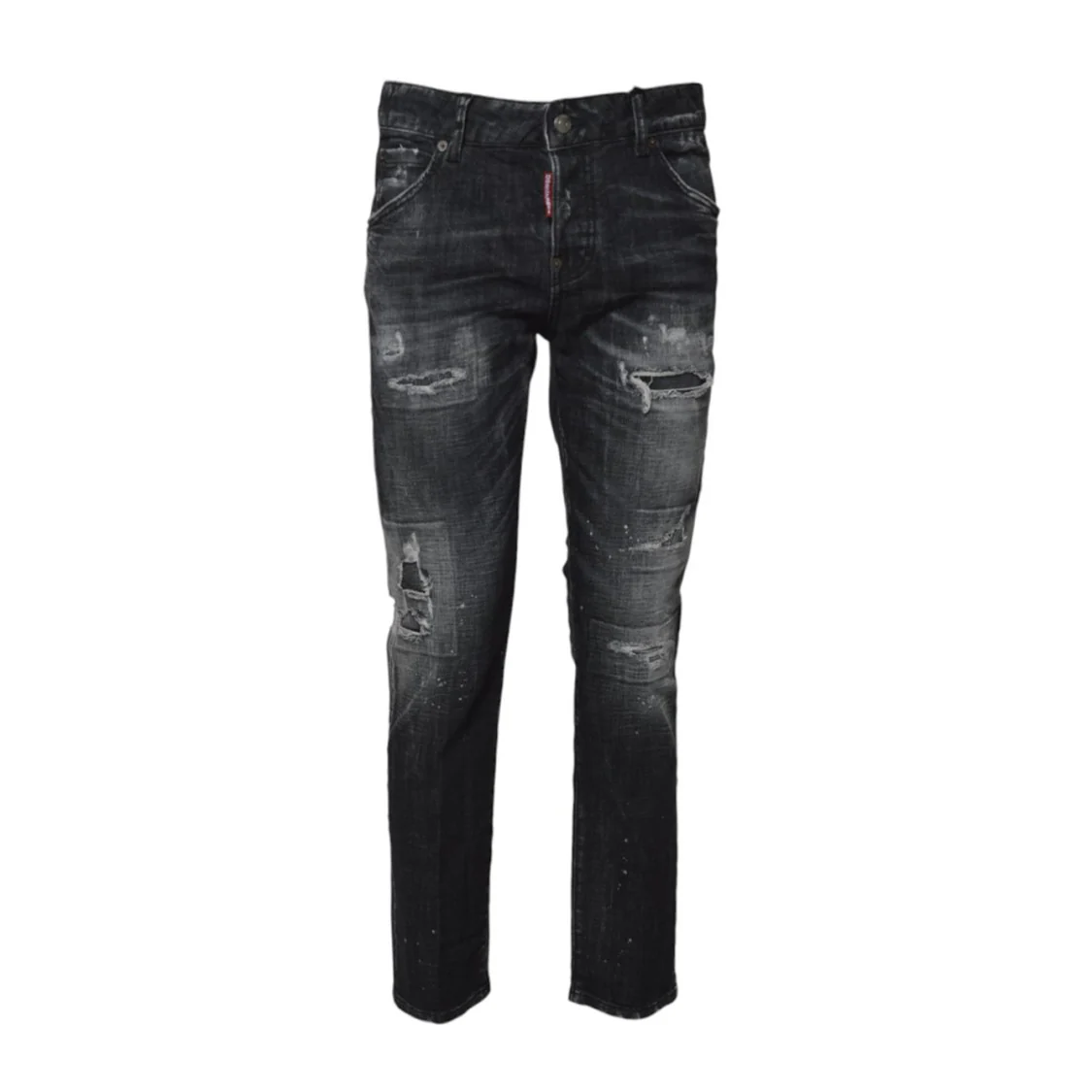 Slim-Fit Black Denim Jeans With Distressed Finish