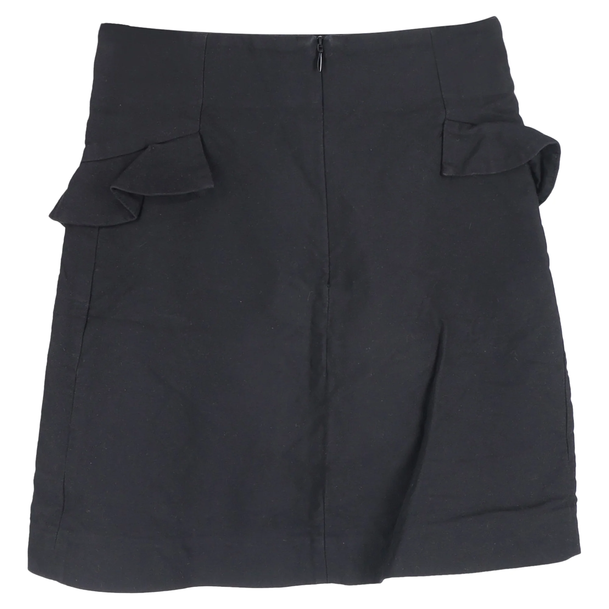 Sandro Paris Ruffle Trim Mini A-Line Skirt in Black Wool