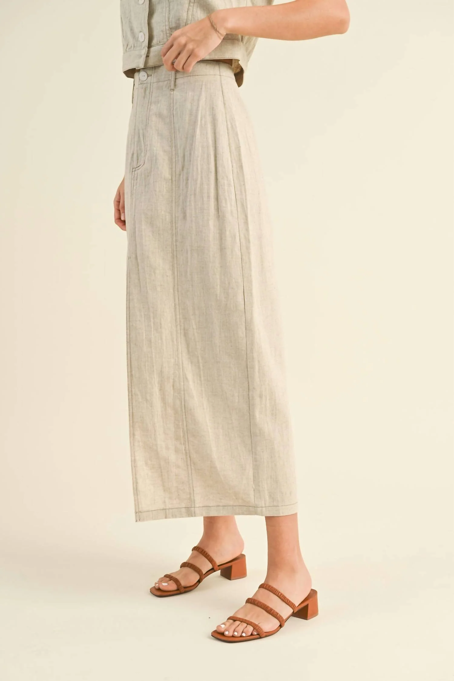 Casually Longc Skirt In Oatmeal