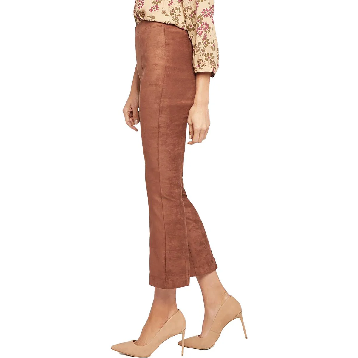 Womens Faux Suede Bootcut Cropped Pants