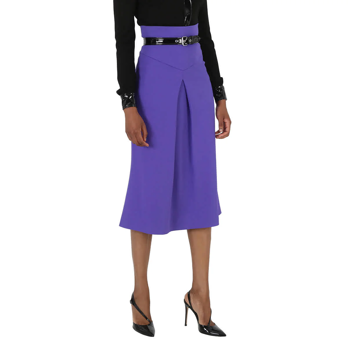 Moschino Ladies Purple High Waist Belted Skirt