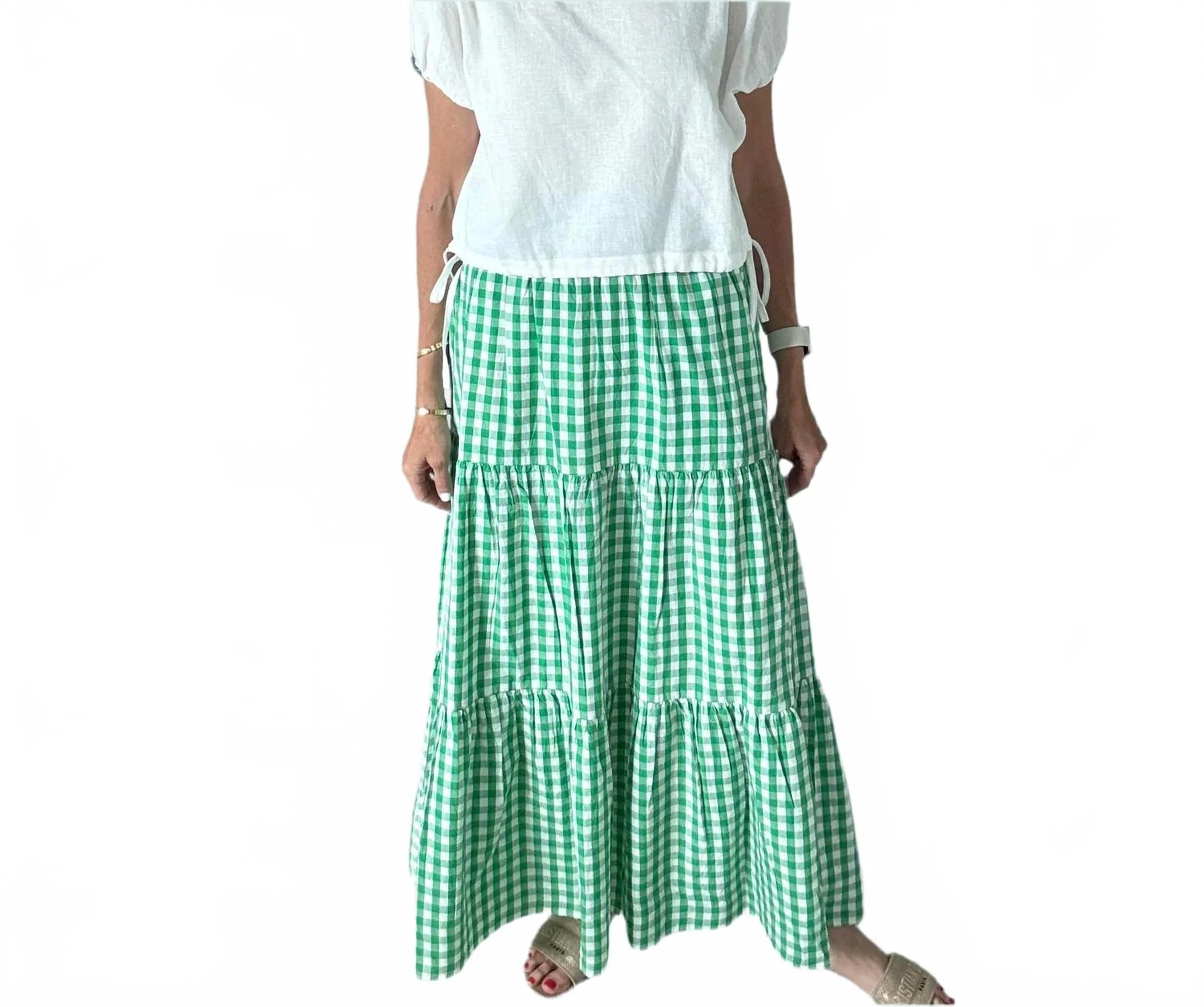 Women's Gingham Skirt In Green