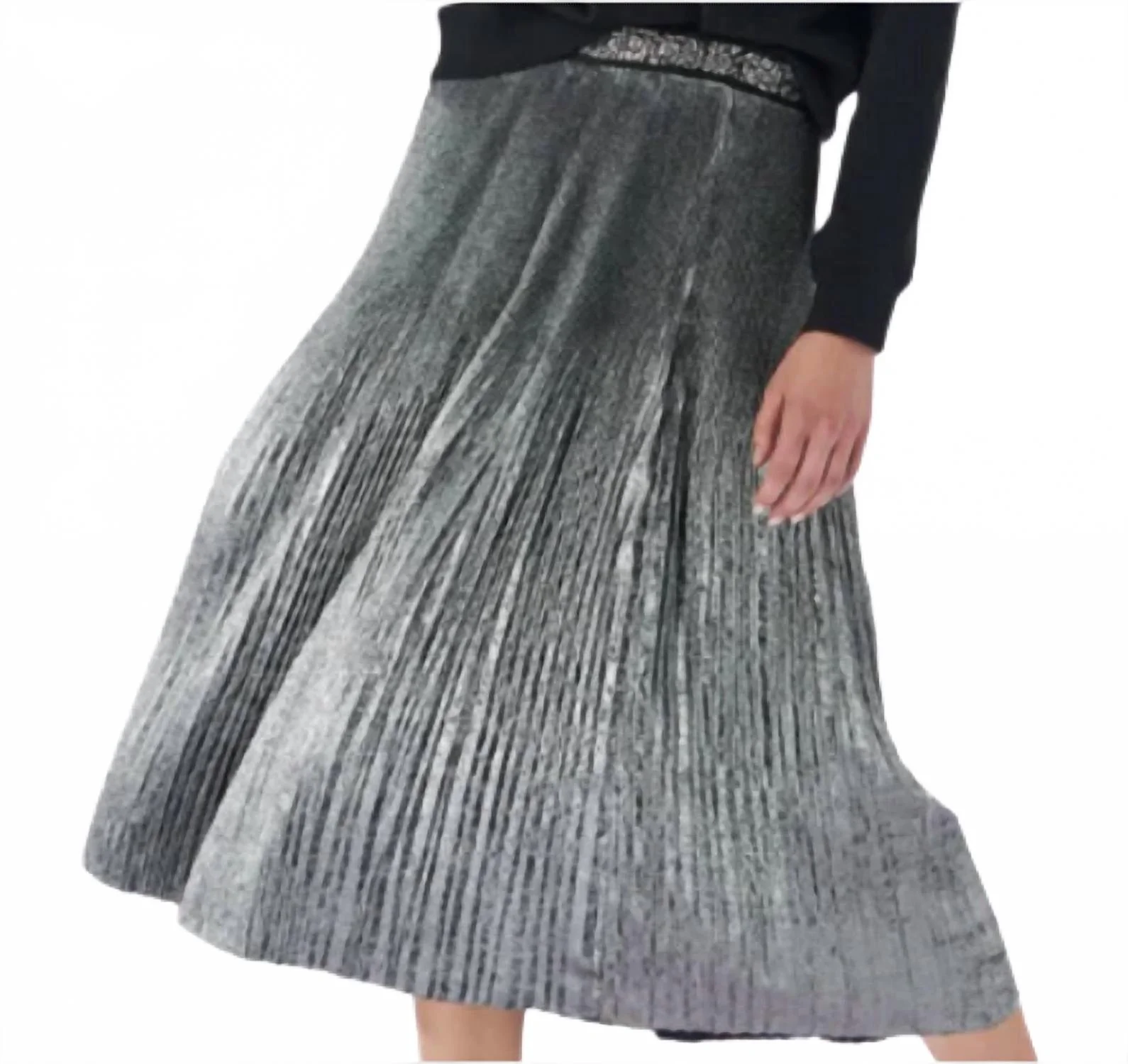 Women's Foil Pleated Midi Skirt In Silver