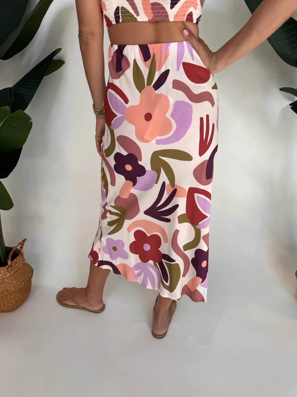 Rayssa Midi Skirt In Pink Floral