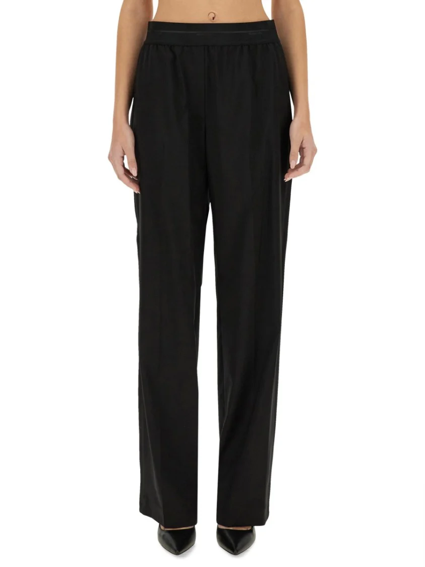 Straight Leg Pants With Elastic Waistband