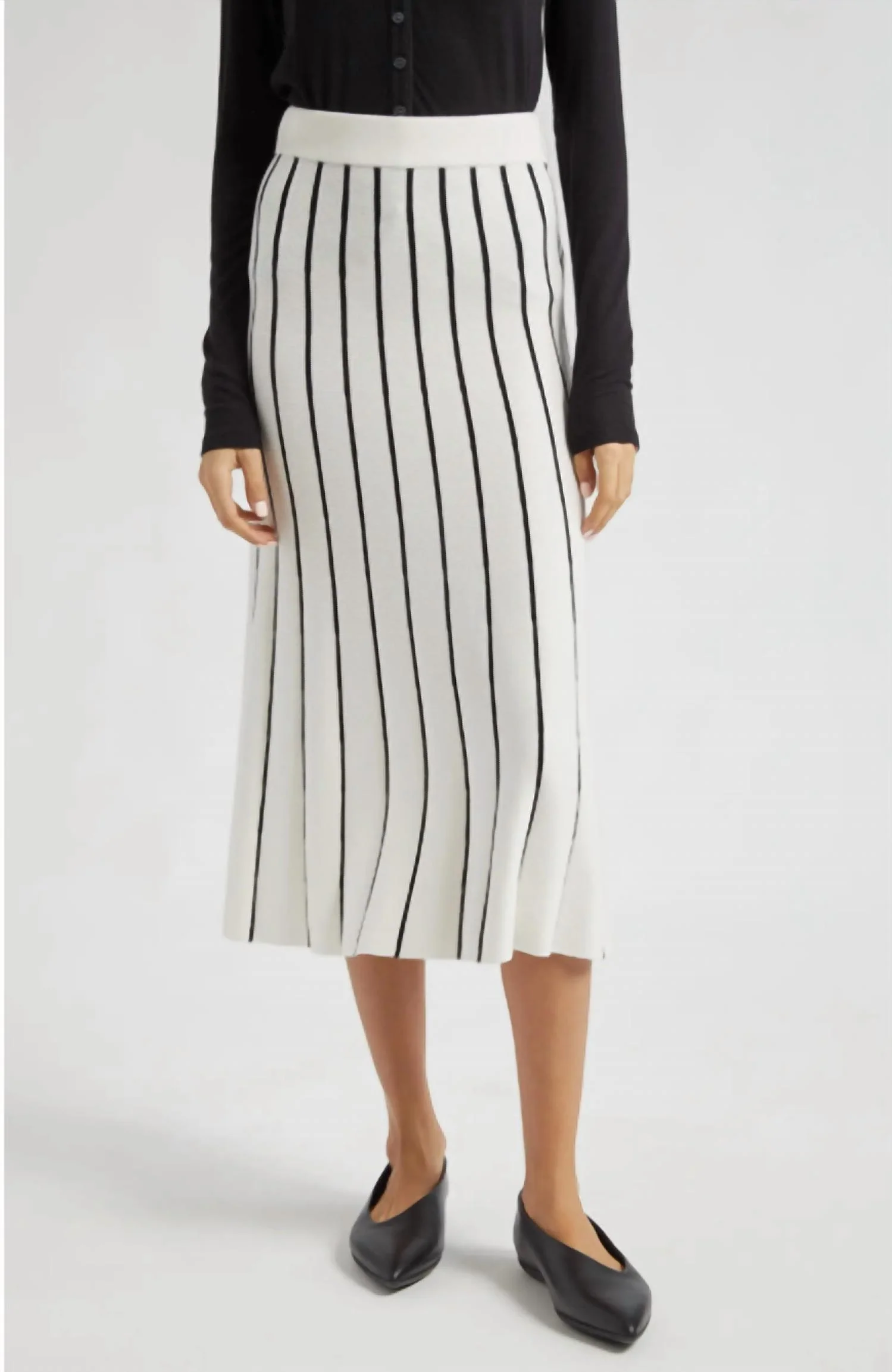 Mixed Stripe Skirt In Chalk/black