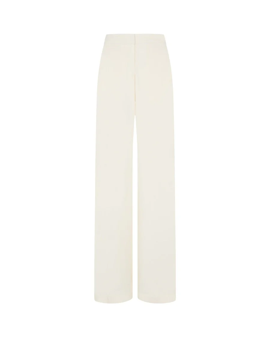 Tailored Trouser With Georgette Trim - Cream