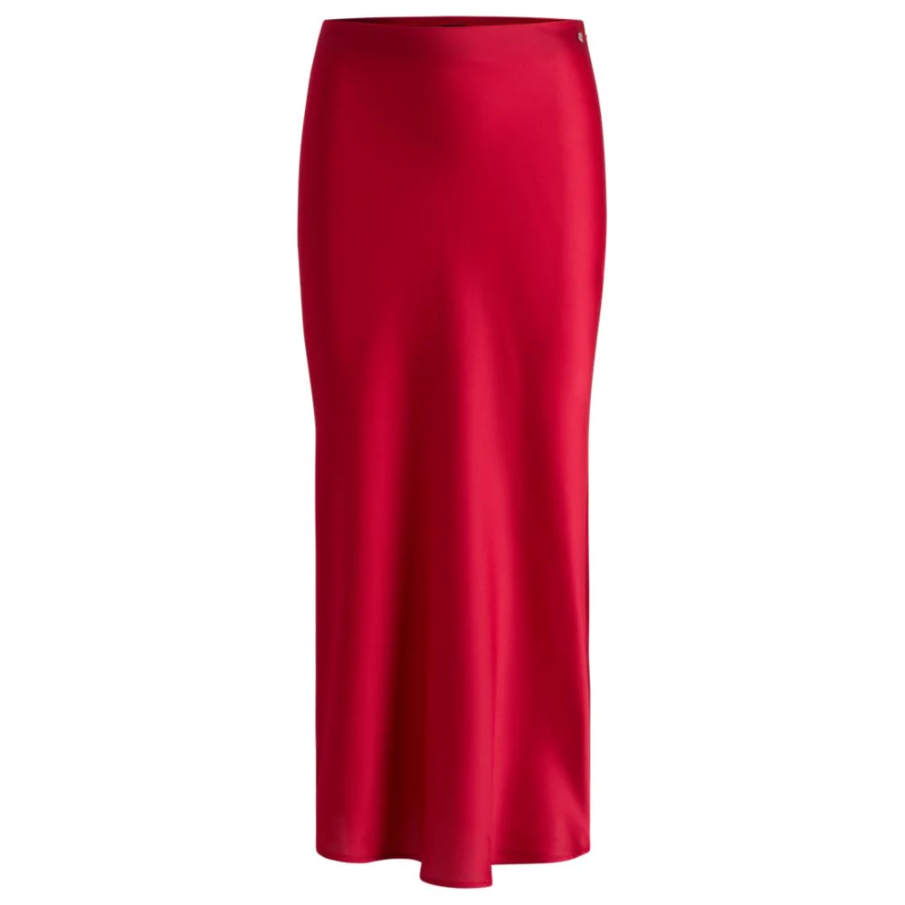 Midi-length skirt in hammered satin